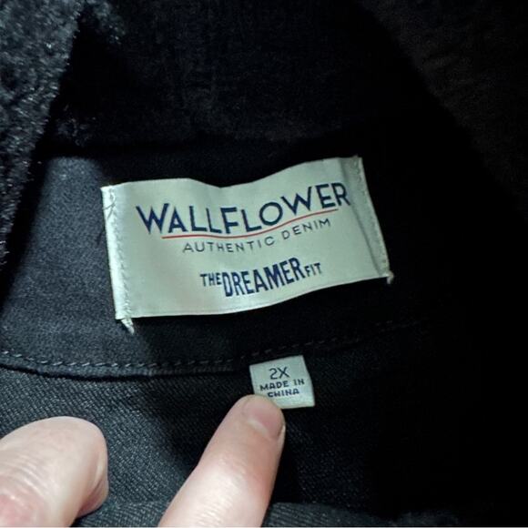 Wallflower‎ Women's The Dreamer 2 Fer Black Long Sleeve Denim Jacket Size 2X NEW - Picture 7 of 12